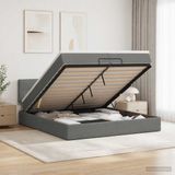 vidaXL Ottomaanse Bed met Matras en LED Donkergrijs 200 x 200 cm Stof