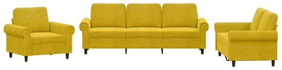 vidaXL 3-delige Loungeset met kussens fluweel geel