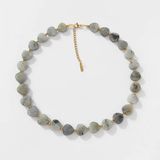 Yehwang Jewellery by Mae Elena - Hartvormige kralenketting - Roestvrij staal - Grijs - 39 cm