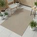 Tapis d'extérieur avec motif à rayures graphiques, résistant aux intempéries, utilisable sur terrasse et balcon, couleur beige, dimensions : 80 x 200 cm