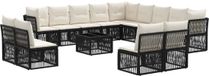 vidaXL Tuinbank - Set - 14 - st - Zwart - poly - rattan