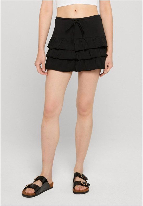 Urban Classics Ladies Volants Jersey Skirt Dames Minirok - zwart - L