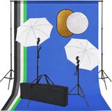 vidaXL Fotostudioset met lampen, paraplu's, achtergrond en reflector