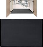 Sans marque Sous le tapis d'évier 86x56cm Silicone Sous le tapis d'évier avec trou de vidange - Tapis de placard de cuisine étanche pour cuisine salle de bain (Noir)