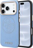 Guess Cuir Perforé 4G MagSafe iPhone 18 Pro / 17 Pro Bleu Clair