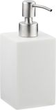 Merkloos Relaxdays zeeppompje - 300 ml - vierkant - navulbaar - polyresin - rvs - wit