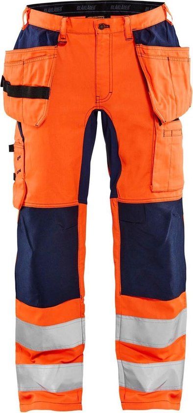 Blåkläder Werkbroek met stretch High Vis 1552-1811 - High Vis Oranje/Marineblauw - C62