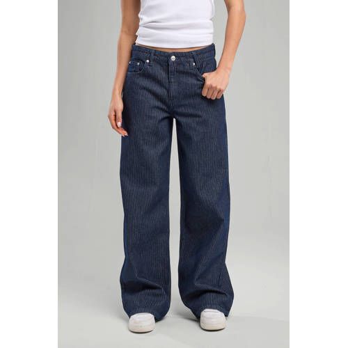 America Today Mid Waist Wide Leg Jeans Dark Blue Denim