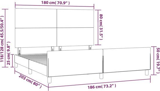 vidaXL Bedframe met Hoofdeinde Fluweel Donkergrijs 180x200 cm