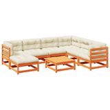 VidaXL 8-delige Loungeset met kussens, massief grenenhout, wasbruin