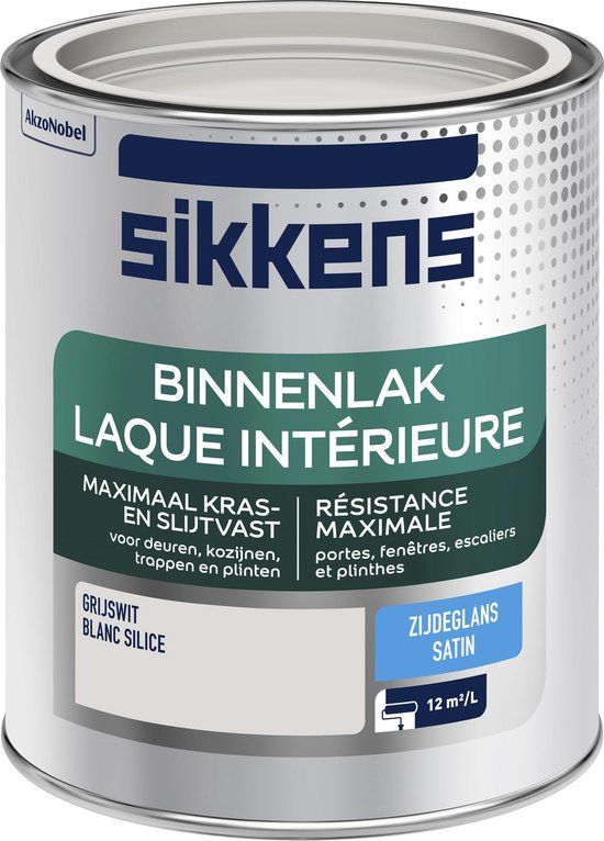 Sikkens Binnenlak - Grijswit - Zijdeglans - 0.75L - Voor Binnen - Hout - 8711113125161