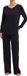 Hanro Pyjamamomenten Femme Noir Manches Longues Uni Coton M