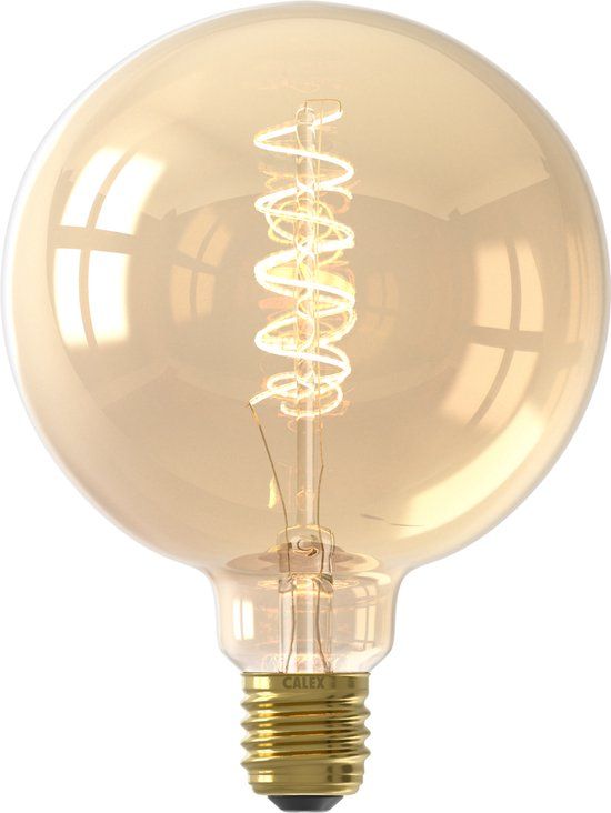 Calex Spiraal Filament LED Lamp - G125 - E27 - Goud - Dimbaar
