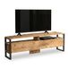 Meuble TV 70 Pouces 2 Portes 4 Niches Chêne Pieds Métal L 180 H 56.1 P 36 cm