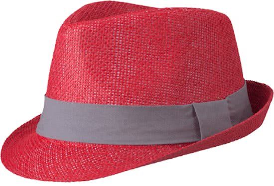 Bellatio Street style trilby hoedje rood met donkergrijs L/xl 58 cm