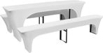 vidaXL Hoes voor biertafel en banken 225x50x80 cm stretch zwart 3 st
