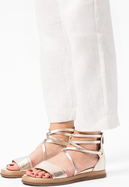 No Stress Dames Gouden Leren Sandalen met Bandjes Maat 40