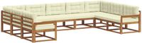 vidaXL - Hoek loungeset - 9 zitplekken - Natuurlijk en crème - Acacia hout