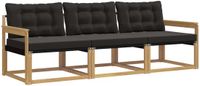 vidaXL - Bank loungeset - 3 zitplekken - Wit en zwart - Acacia hout