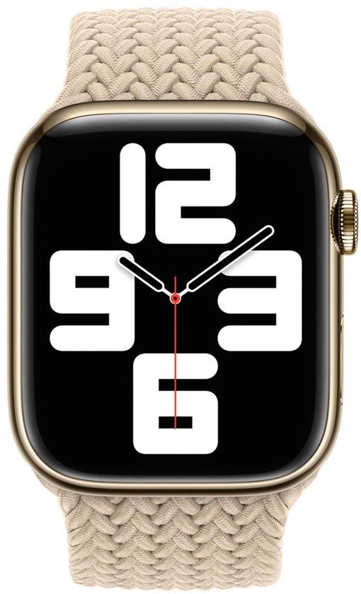Apple Gevlochten solobandje voor de Apple Watch | 44/45/46/49 mm - Maat 9 - Beige