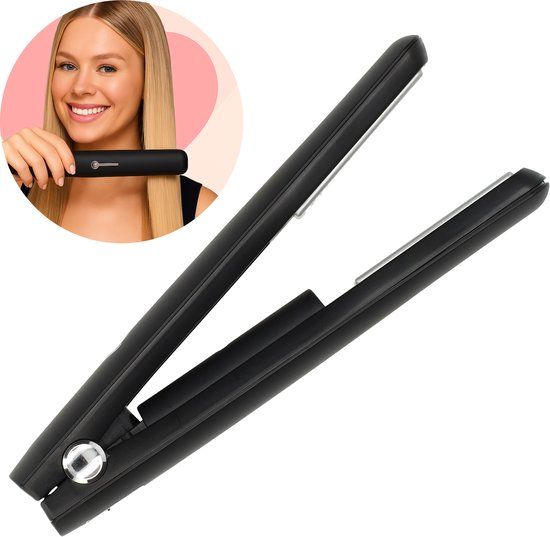 Peach Beauty Mini Draadloze Stijltang - Zwart - Keramisch - USB-C Oplaadbaar - Reisstijltang