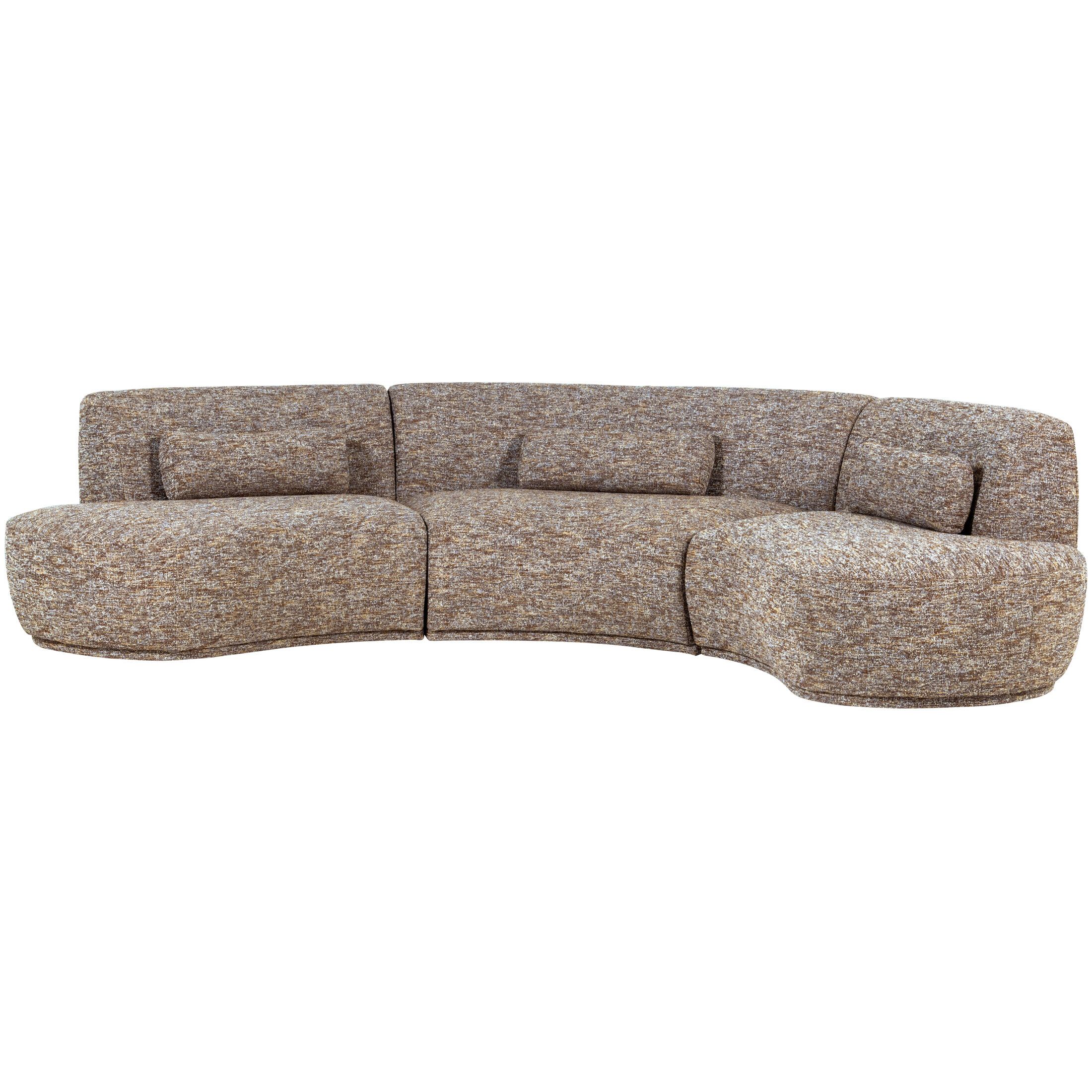 WOOOD Batavier Half Ronde Bank 6-Zits - Lichtbruin Melange - Polyester - 320 cm