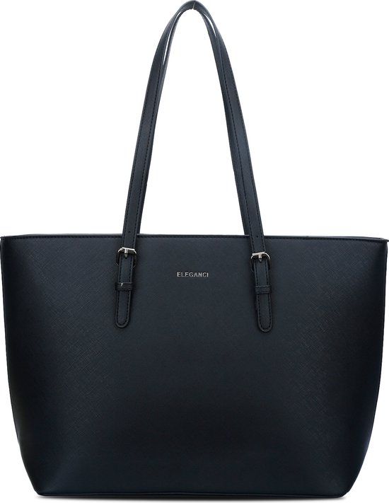 Eleganci® - Schooltas - Zwart - Dames Handtas - 15 inch Laptop - A4 - Shopper - Schoudertas - Werktas