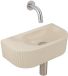 QeramiQ Fuente lavabo – demi-rond – 40x21.5x12 cm – céramique beige – robinetterie inox brossé – côtelé