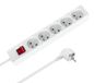 Rebel URZ3521-2-B : Câble d'extension avec interrupteur, 5 prises, 2 mètres, blanc