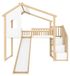 StarTech Kinderbed met luifel - 90 x 200 cm - Zonder matras - Veiligheidshekjes - Trap met opbergruimte - Decoratief raam - Natuurwit