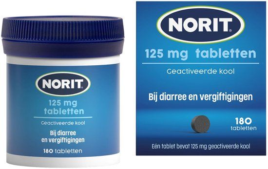 Norit Diarreeremmer 125mg - 1 x 180 tabletten