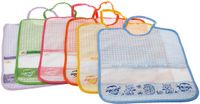 Bubabù BAV275 Set van 6 slabbetjes met borduurelastiek Friends del BOSCO grote slabbetjes badstof katoen 100% Made in Italy, 29 x 32 cm, meerkleurig