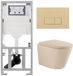 Geberit QeramiQ Dely Swirl Toiletset - 36.3x51.7cm - Geberit UP320 inbouwreservoir - met Burda frame - 35mm zitting - bedieningsplaat beige - rechthoekige knoppen - mat beige