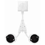 Romon Prise Schuko double blanc étanche IP44 courte 16A/250V adaptateur électrique 2-en-1 pour maison, cuisine et bureau