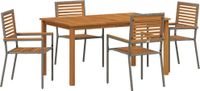 vidaXL Tuinset, 5-delig, grijs, massief acaciahout