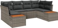 vidaXL Tuinbank Set 6 zitplaatsen Grijs Polyrattan