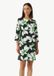 comma - Midi-jurk met all-over print - Lange mouw - Ronde hals - Gebloemd - Polyester - Zwart