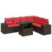vidaXL 7-delige Loungeset met kussens, poly rattan, acacia, bruin