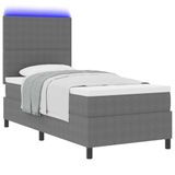 vidaXL LED Boxspring Bed Lichtgrijs en Wit 90 x 200 cm Corduroy Stof