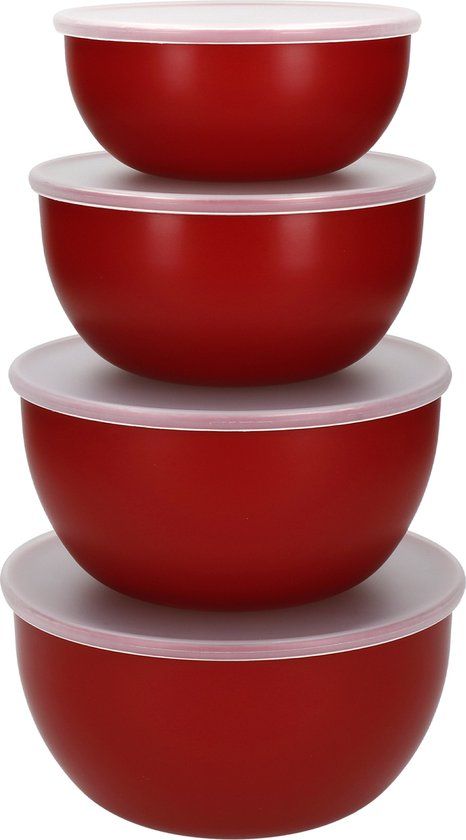 KitchenAid Kommenset Met Deksels - 4 Stuks - Rood