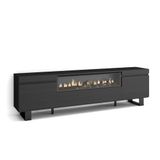 Skraut Home TV-kast | televisie | woonkamermeubel | opslag | 200 x 57 x 35 cm | voor tv's tot 80 inch | elektrische open haard | industrieel design | moderne stijl | zwart