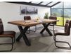 FREEFORM Table à manger 240x100 en bois de Sheesham teinté brun mat pieds en X anthracite brillant
