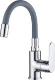 Kuchinox BADLAND Wastafelmengkraan, hoge model, DIMA, met flexibele uitloop, voor badkamers, in chroom-grijs