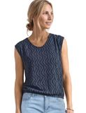 Street One 3231026 Dames T-shirt met vallende schouders en elastische zoom (1 stuk), Blauw (Ashen Blue)