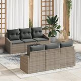 vidaXL Bankstel 7-delig Grijs Polyrattan