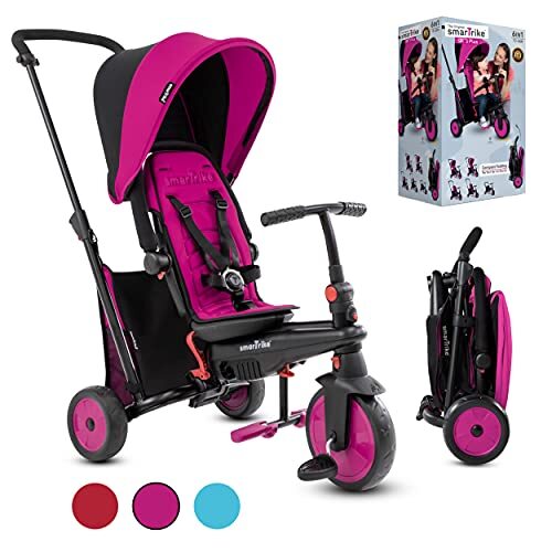 SmarTrike Smartric STR3 meertraps 6-in-1 driewieler, opvouwbaar, voor kinderen, met certificaat, kinderwagen voor 1,2,3 jaar, 5021233, roze