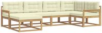 vidaXL Hoek loungeset 6 zitplaatsen Wit en crèmekleurig Polyester