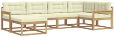 vidaXL Hoek loungeset 6 zitplaatsen Wit en crèmekleurig Polyester