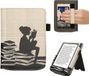 kwmobile e-reader hoesje geschikt voor Pocketbook Verse / Verse Lite / Verse Pro / Color / Vivlio Light/Light HD hoes - E reader flip case van kunstleer - Ereader cover met stand - Meisje met boeken design in zwart / beige