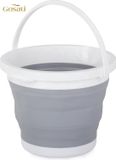 Seau pliable en silicone - Camping - Seau de 5 litres - Gris